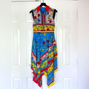 Alice + Olivia Farrah Mixed Floral Scarf Dress, Size 2